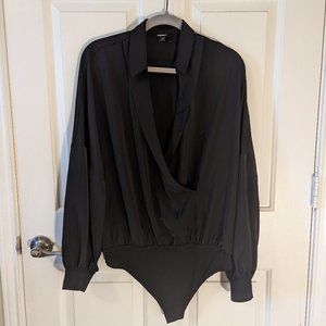 NWOT Express Collared Faux Wrap Bodysuit